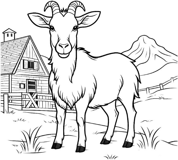 ziege-vor-scheune-und-berglandschaft