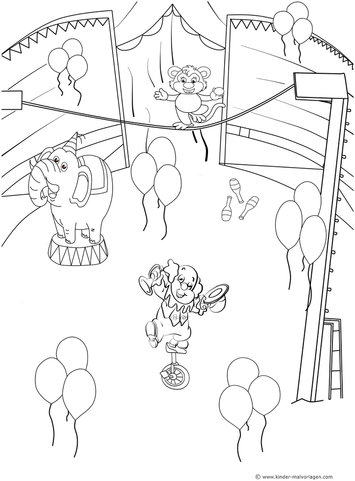 zirkus-clown-elefant-loewen-malen
