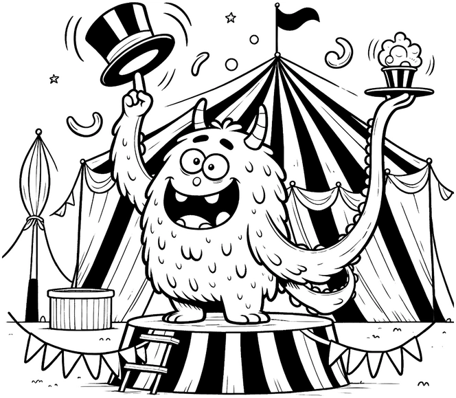 zirkus-monster-mit-zylinder-und-torte