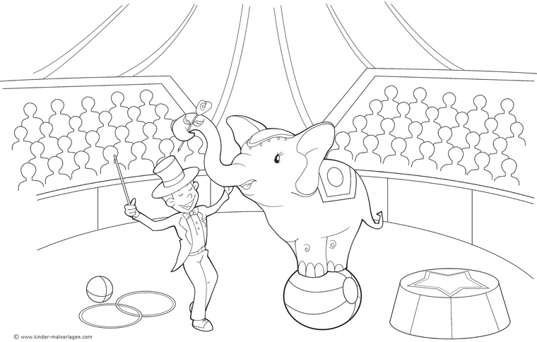 zirkusclown-elefant-ausmalvorlage