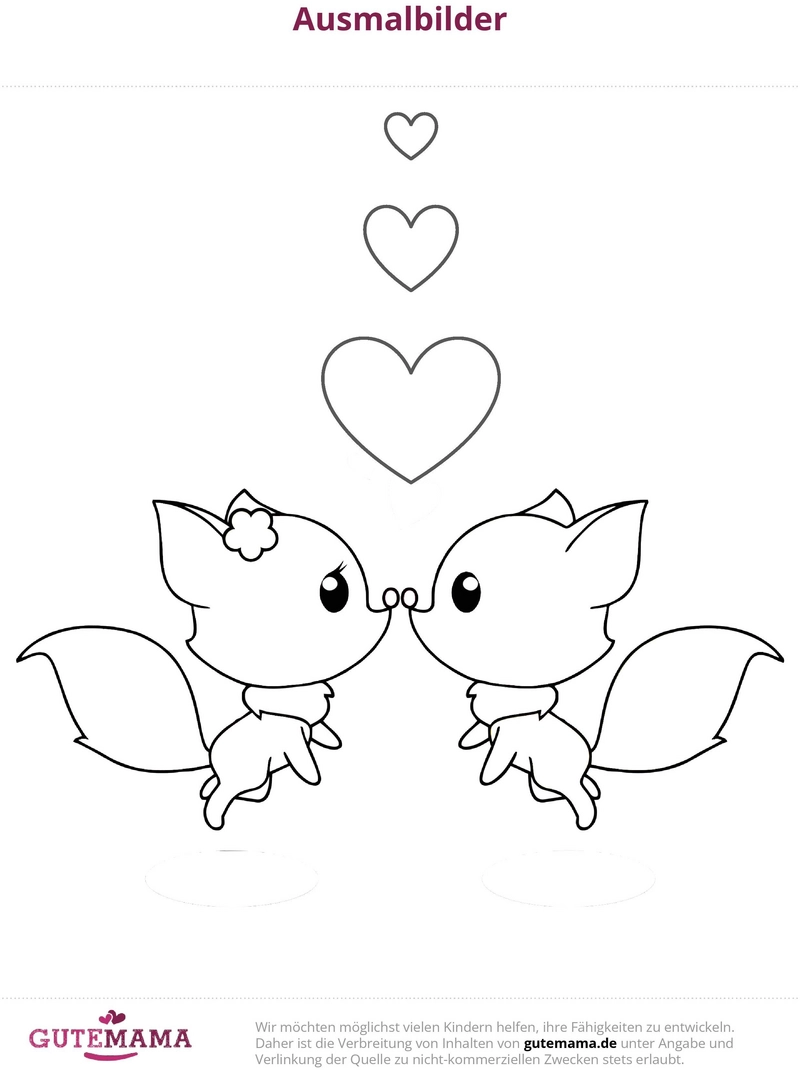 zwei-fuechse-mit-herzen-ausmalvorlage