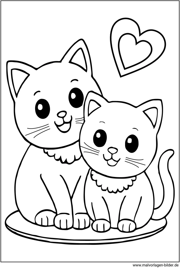 zwei-kleine-katzen-malen-mit-herz