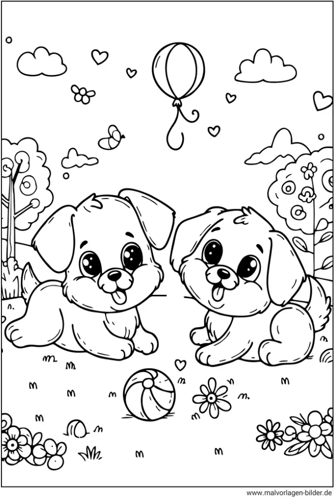 zwei-suesse-hunde-ausmalvorlage